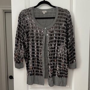 Halogen Silver Sequin Women's Cardigan